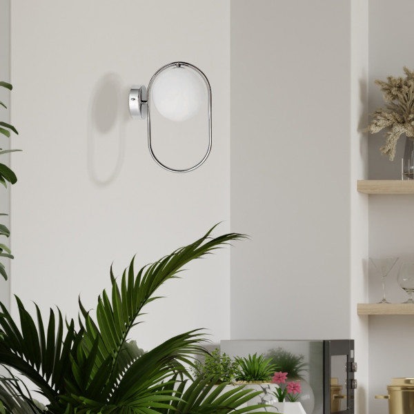 Lampa kinkiet CORDEL chromowy 1x28w g9 klosz biały