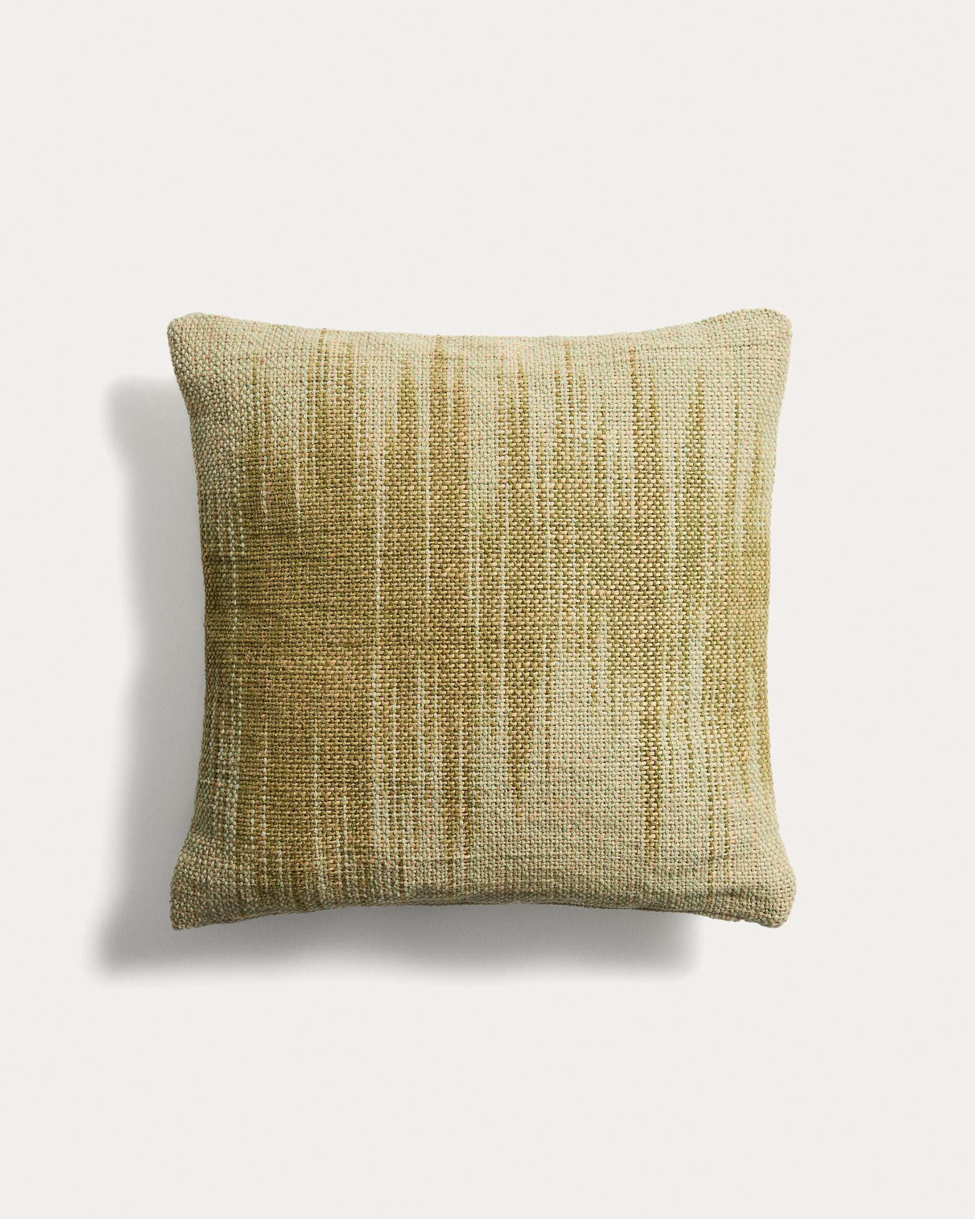 Liroda jute cushion cover with green ikat graphic 50 x 50 cm