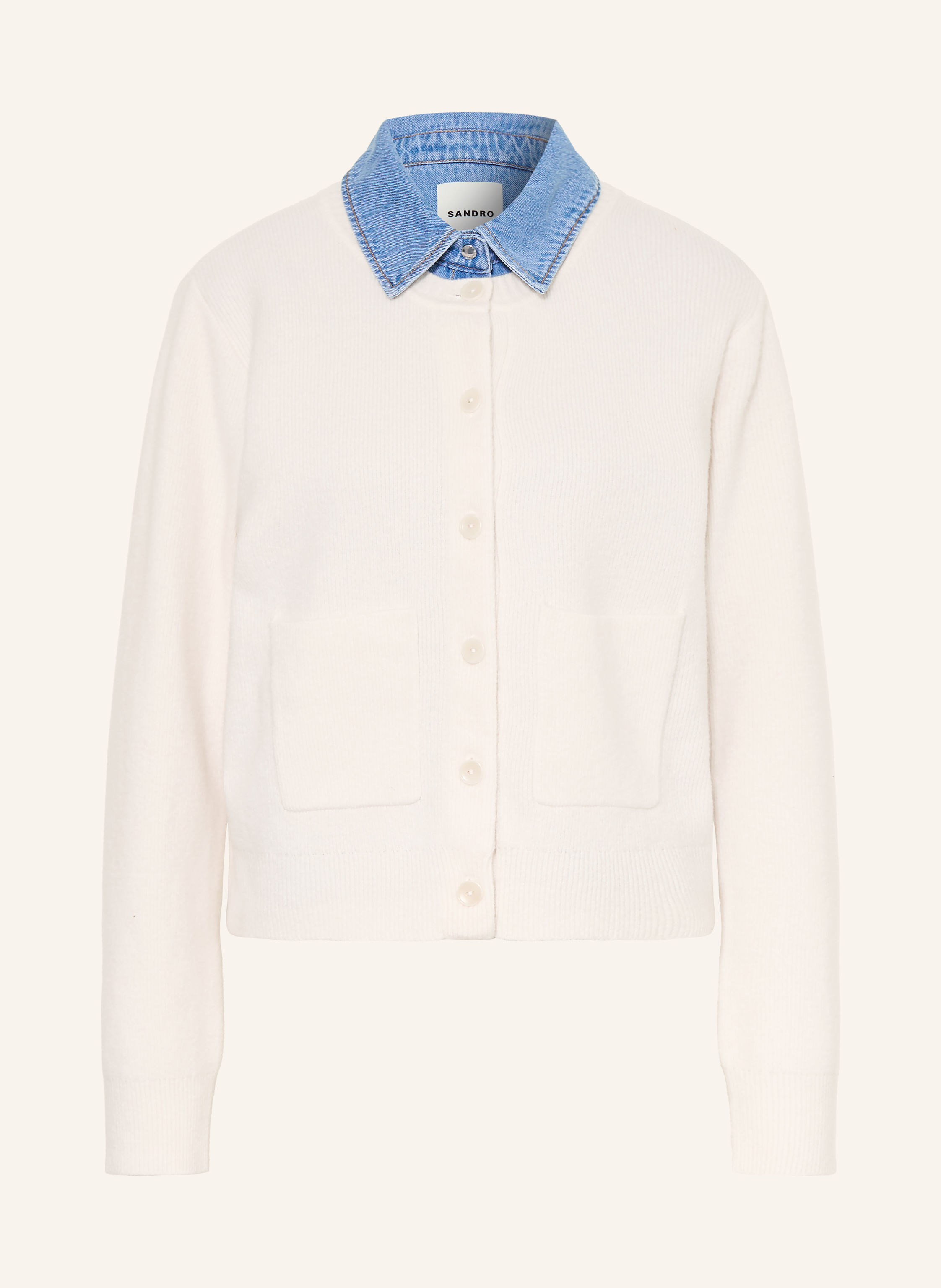SANDRO Strickjacke im Materialmix