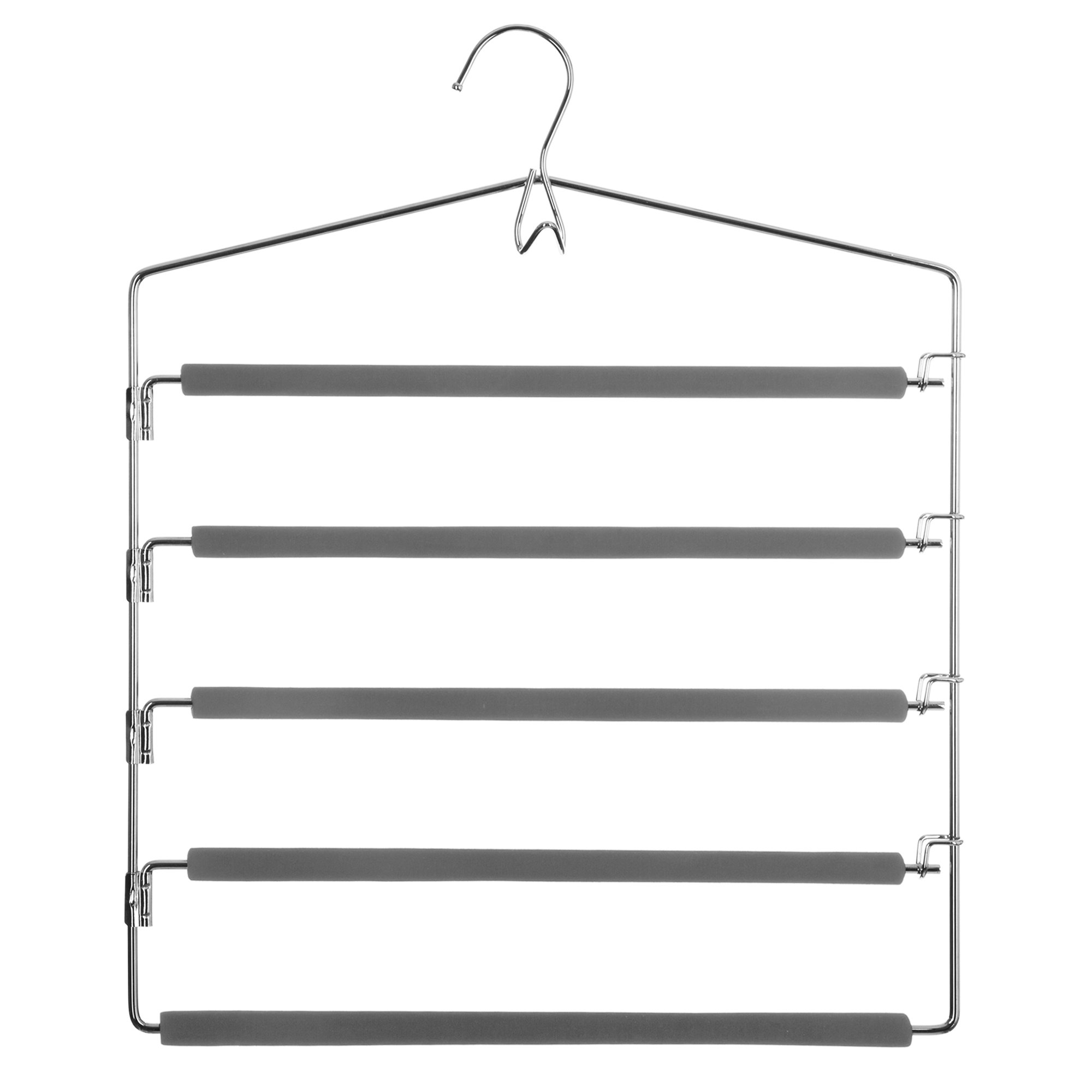 Cabide para calças prateado com 5 divisórias