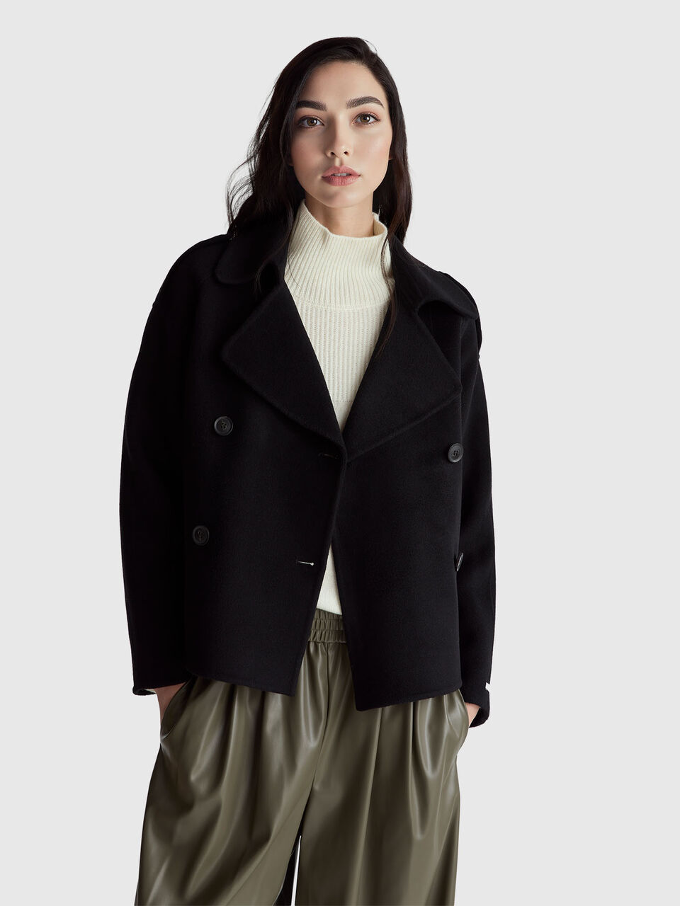 100% wool double-breasted coat