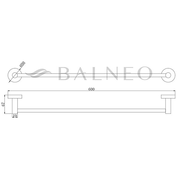 BALNEO - barre porte-serviettes en acier inox cuivré - porte-serviettes 60 cm QUBE inoxydable - barre de salle de bain