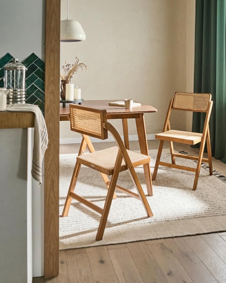 Set of 2 Dining Chairs Folding MODANE Bamboo Brown