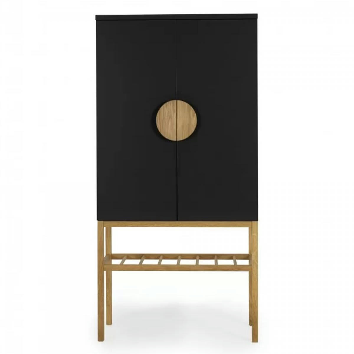 ATOUMA - Buffet haut 2 portes en bois noir