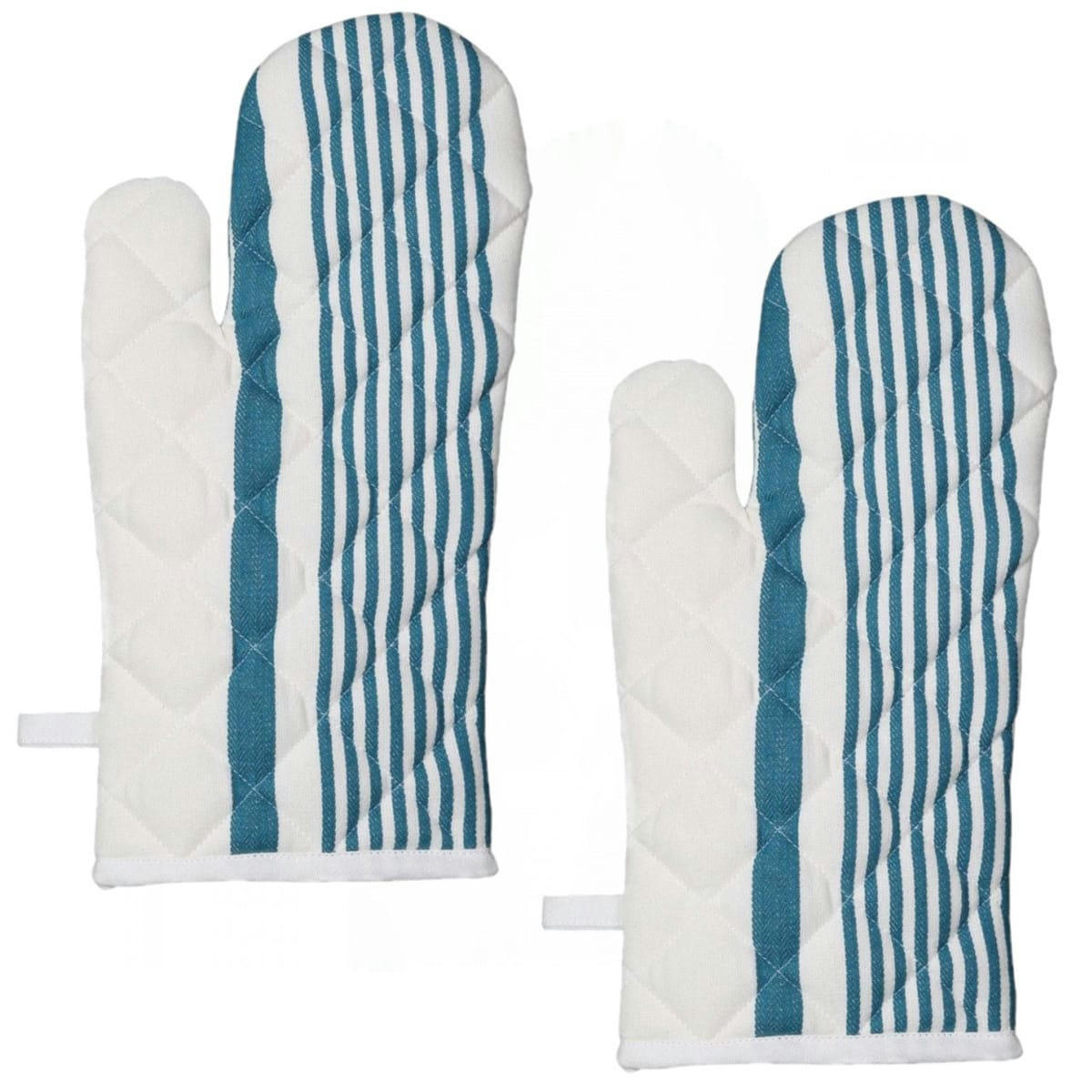 SAUDA - Lot de 2 gants à four  blanc/petrol 17x33 cm