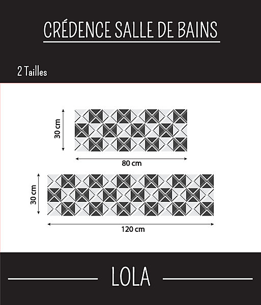 Crédence salle de bain LOLA 80 cm 30 cm Ma Nouvelle Déco