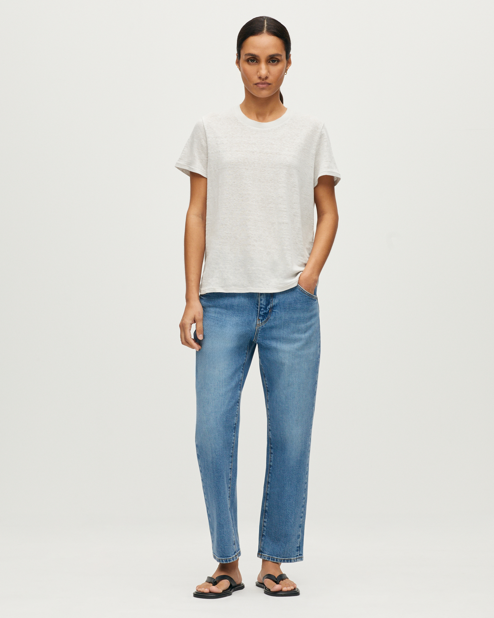 T-shirt col rond en lin AMANDINE