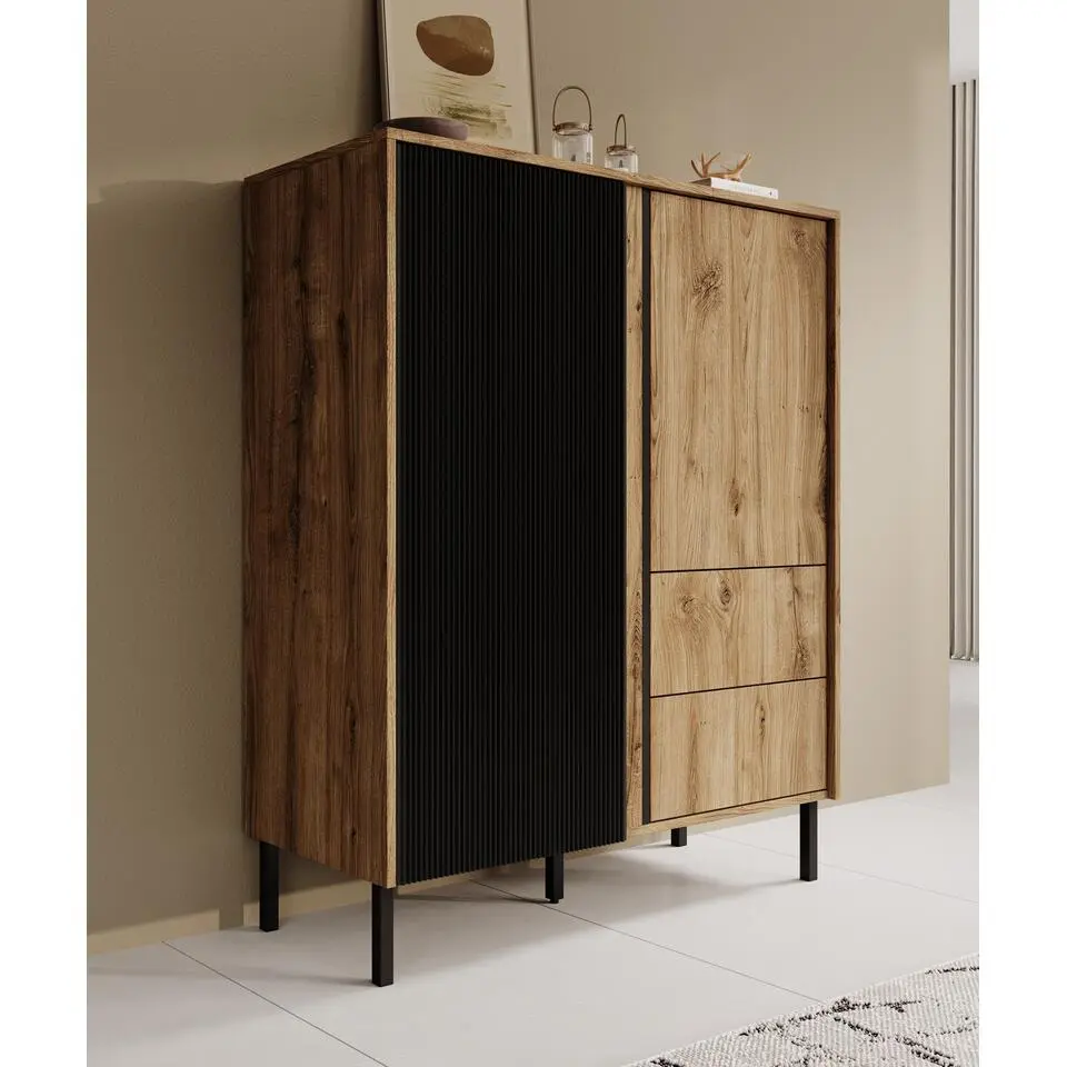 Meubella - Dressoir Margareth - Eiken - 100 cm - Hoog