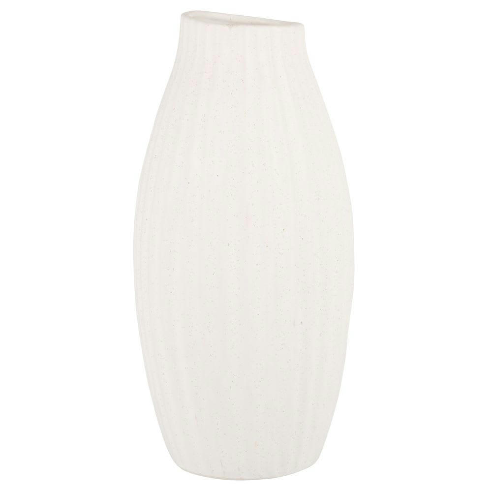 - Vase en grès strié écru H31