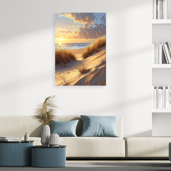 Obraz do salonu sypialni biura, Plaża i Wydmy o Zachodzie Słońca 20x30