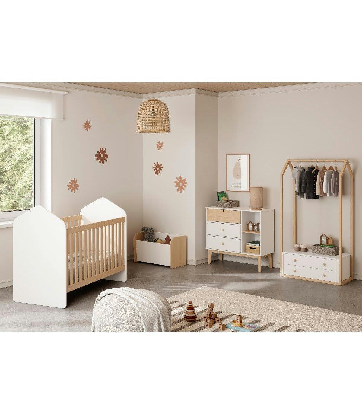 ESTEBAN - Penderie 2 tiroirs Chambre Enfant - L80 cm