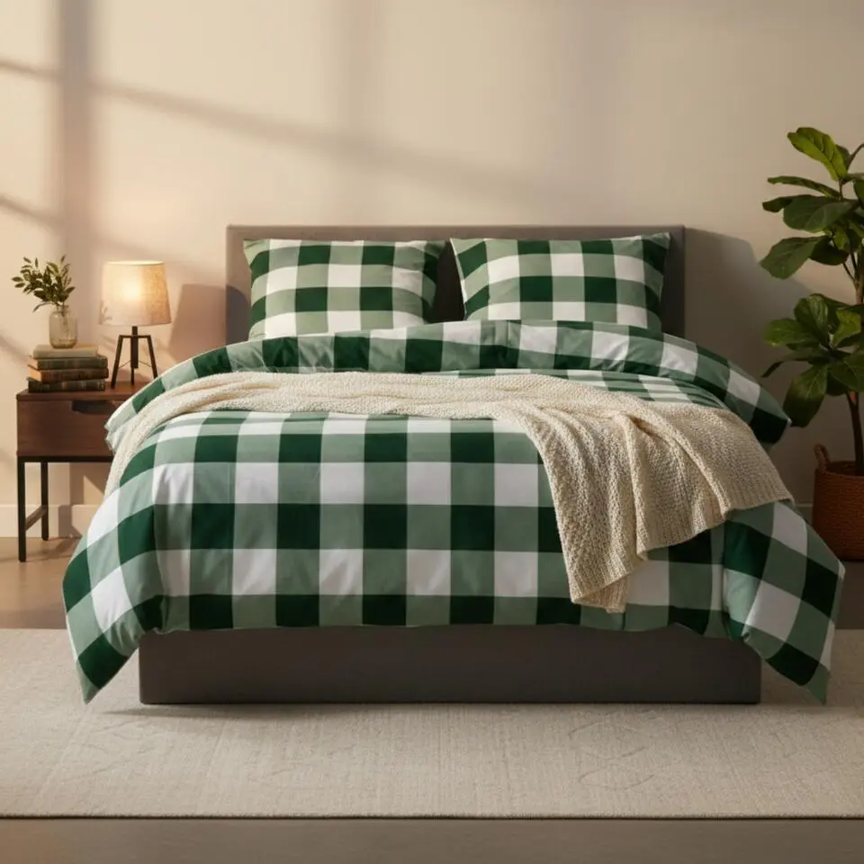 Ten Cate Lits-Jumeaux Dekbedovertrek 240x200 - 100% Katoen - Milo Donkergroen