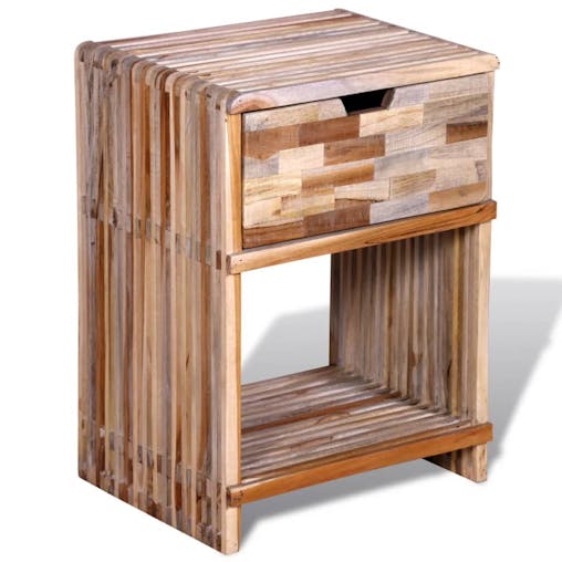 NNEVL Nightstand with Drawer Reclaimed Teak Wood