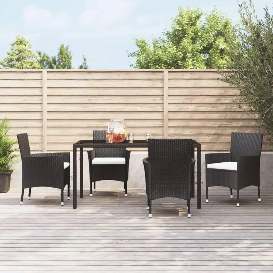 vidaXL - Buitenstoelen - Kussens - Zwart - Poly rattan - 4 stuks