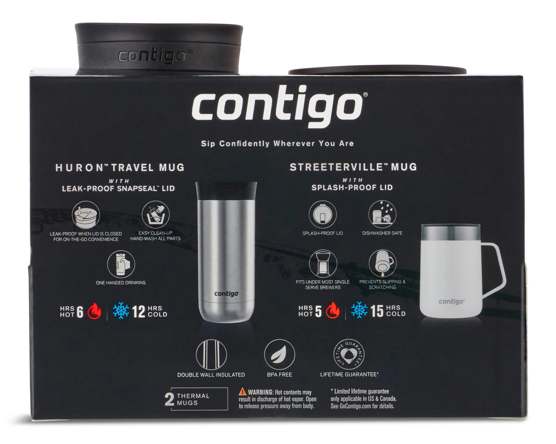 Contigo Streeterville Stainless Steel Mug & Huron Stainless Steel Travel Mug, 2-pk
