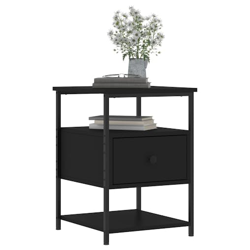 NNEVL Bedside Cabinets 2 pcs Black 40x42x56 cm Engineered Wood