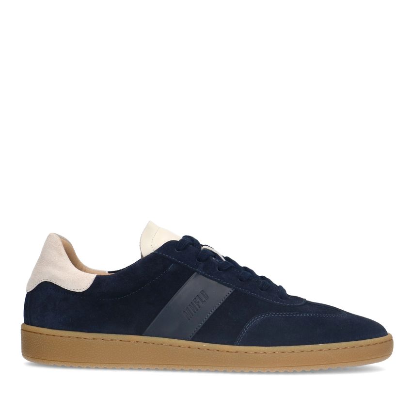 Manfield Donkerblauwe suède sneakers