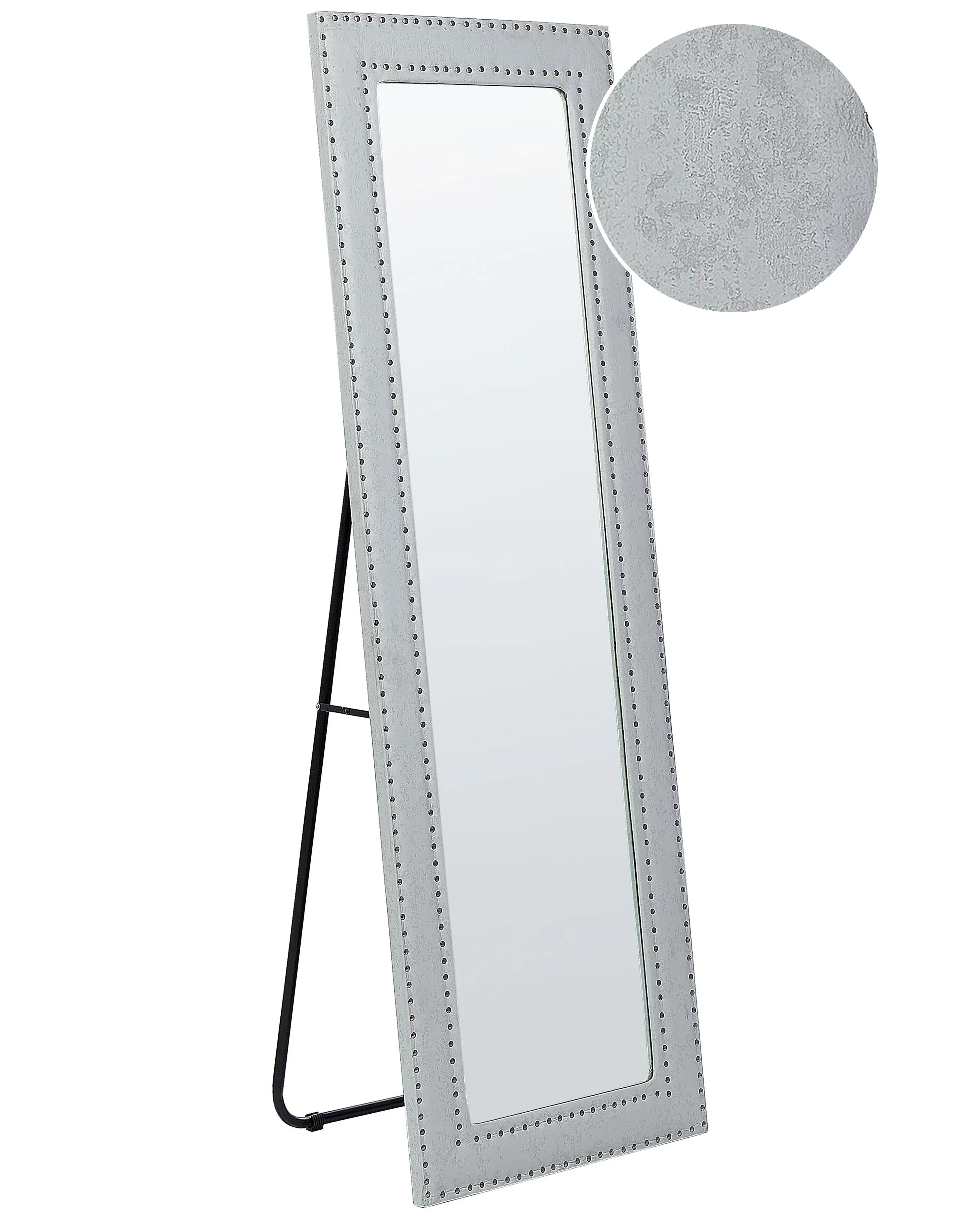 Standing Mirror LOCRONAN 150 cm Faux Leather Light Grey