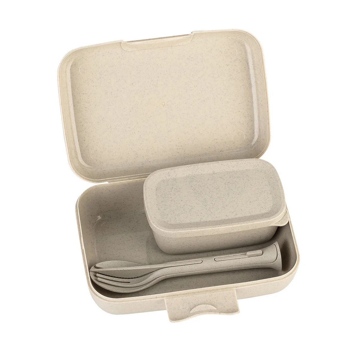 Koziol - Candy Ready Lunchbox-Set & Besteck-Set, nature desert sand (3er-Set)