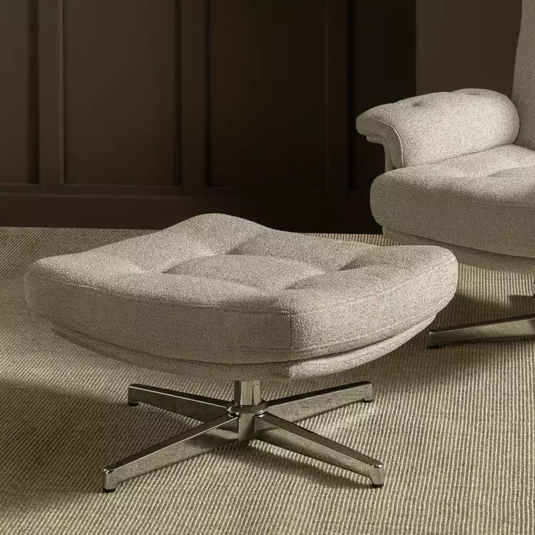 Habitat Dawson Fabric Swivel Footstool - Natural