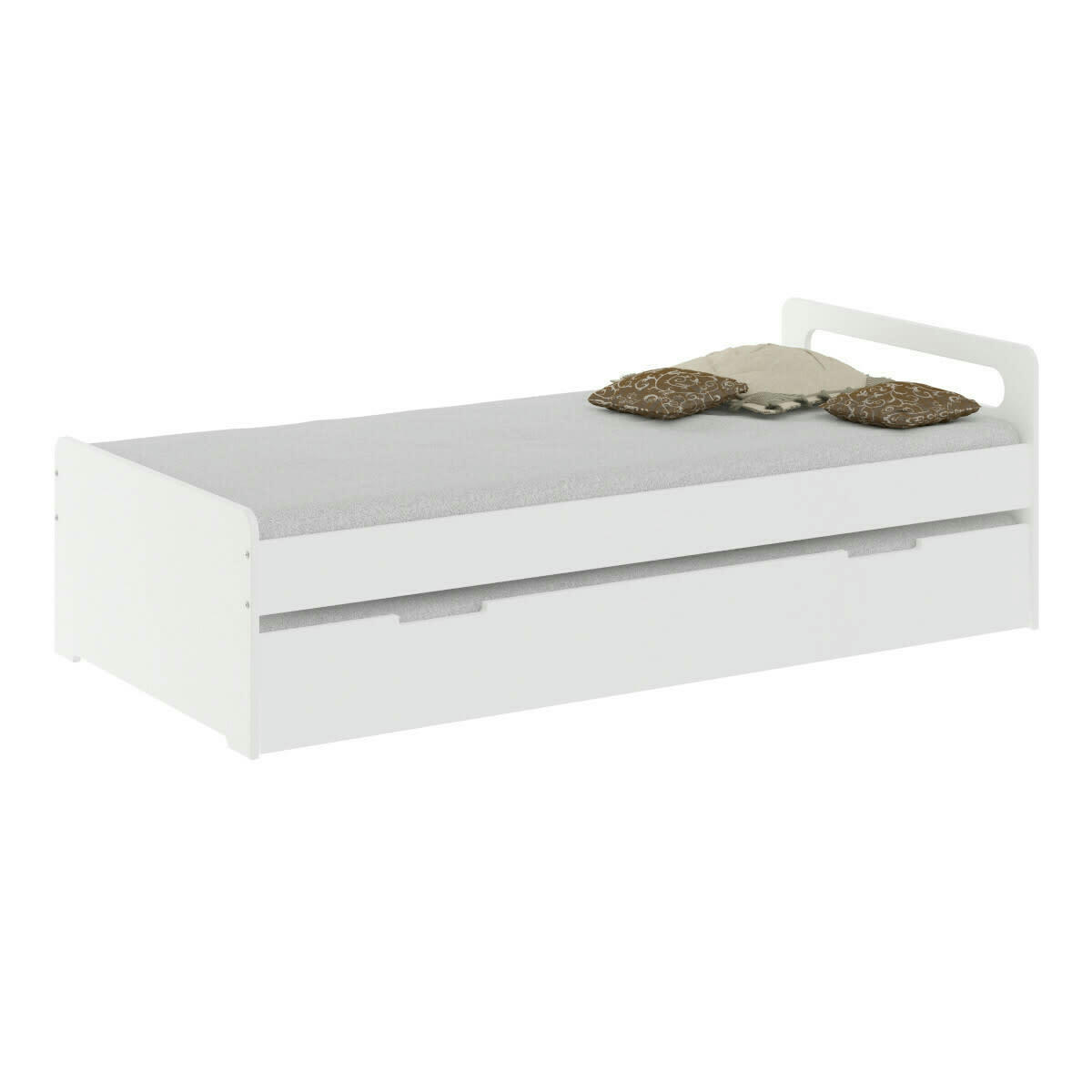 LOUNA - Lit gigogne 90x200 cm bois massif blanc