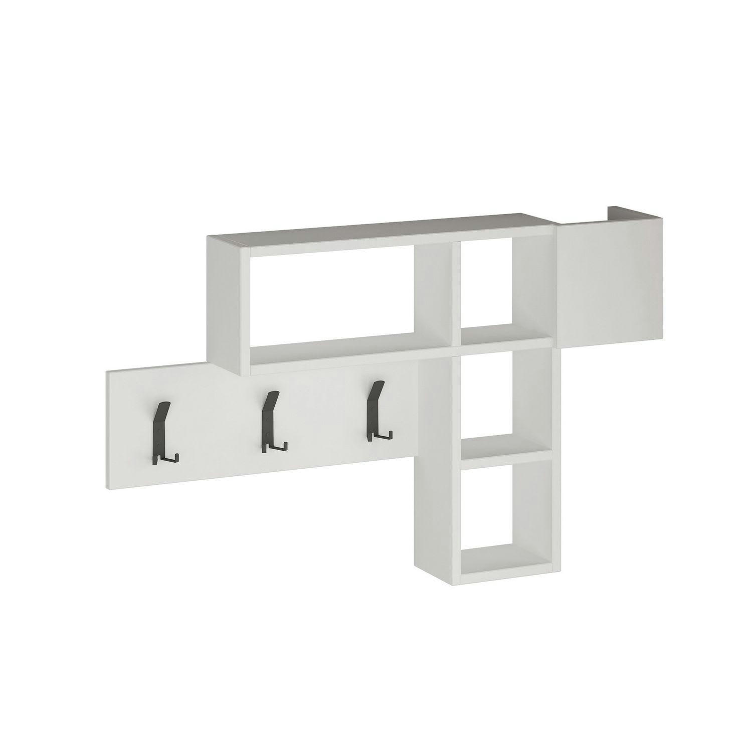 GAME - Porte manteau effet bois et métal blanc