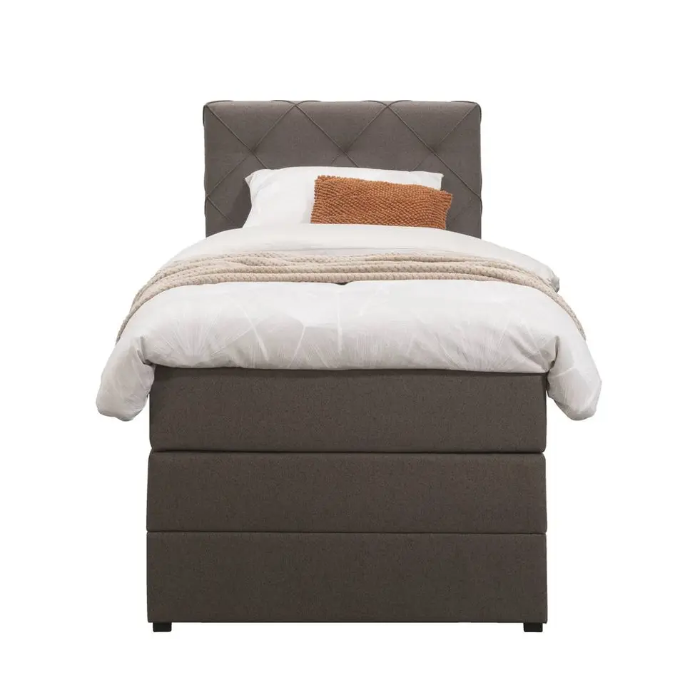 Boxspring met opbergruimte Liv geruit - donkerbruin - 90x200 cm