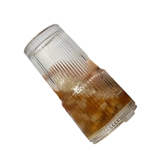NNEOBA Stripe Glass Coffee Cup with Lid and Straw