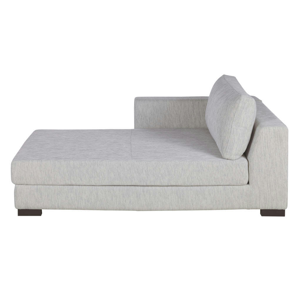 Terence - Méridienne-coffre droite pour canapé modulable en textile recyclé gris clair chiné