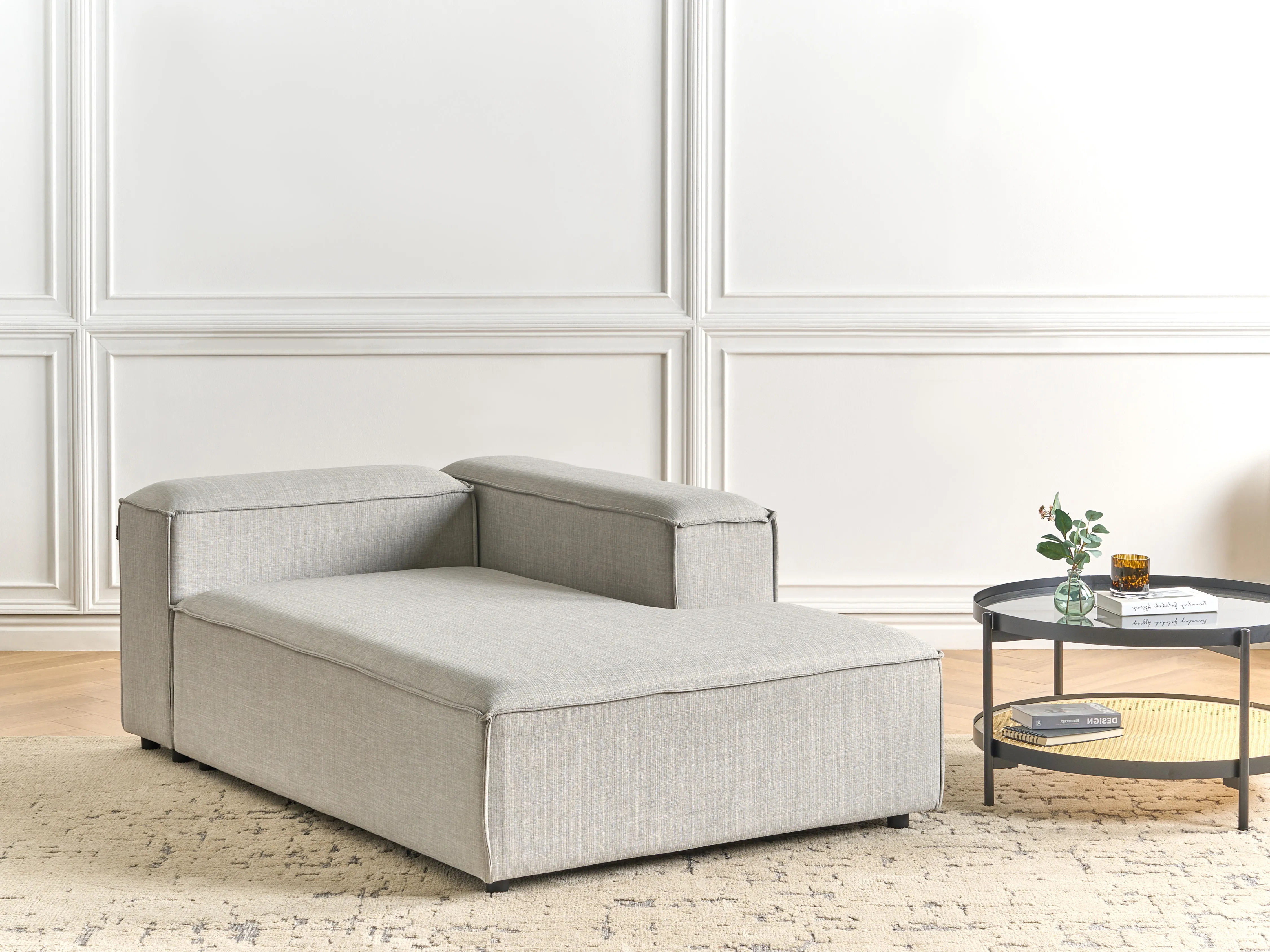 Left-Hand Chaise Longue ARDAL Fabric Light Grey