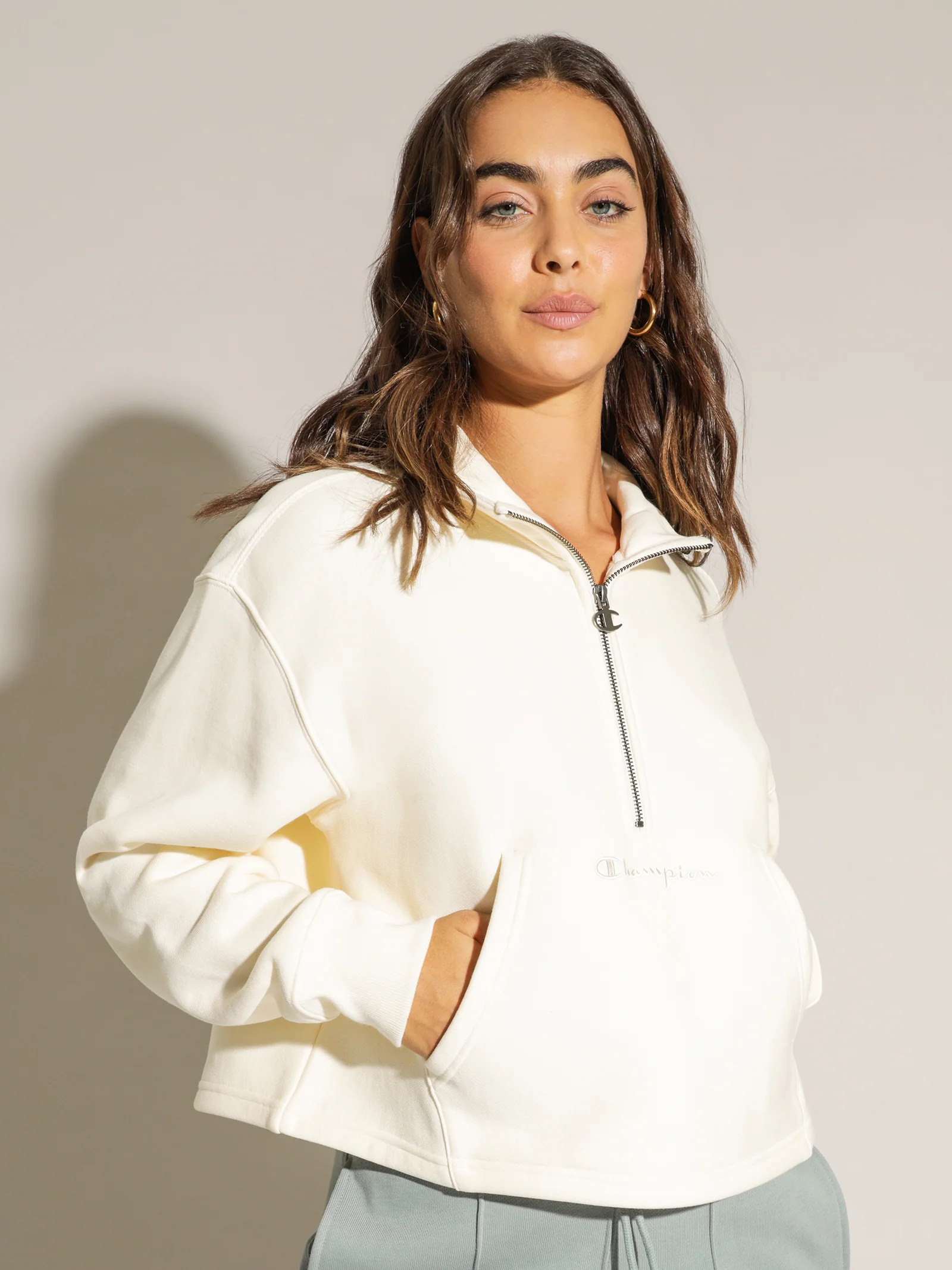 Reverse Weave Half-Zip Pullover