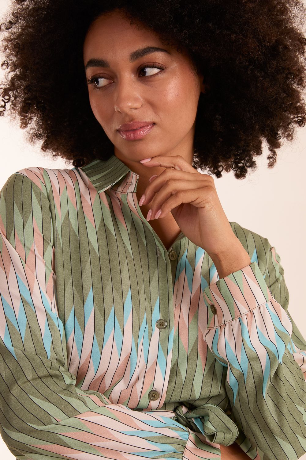Blue Vanilla Zig Zag Print Shirt Dress