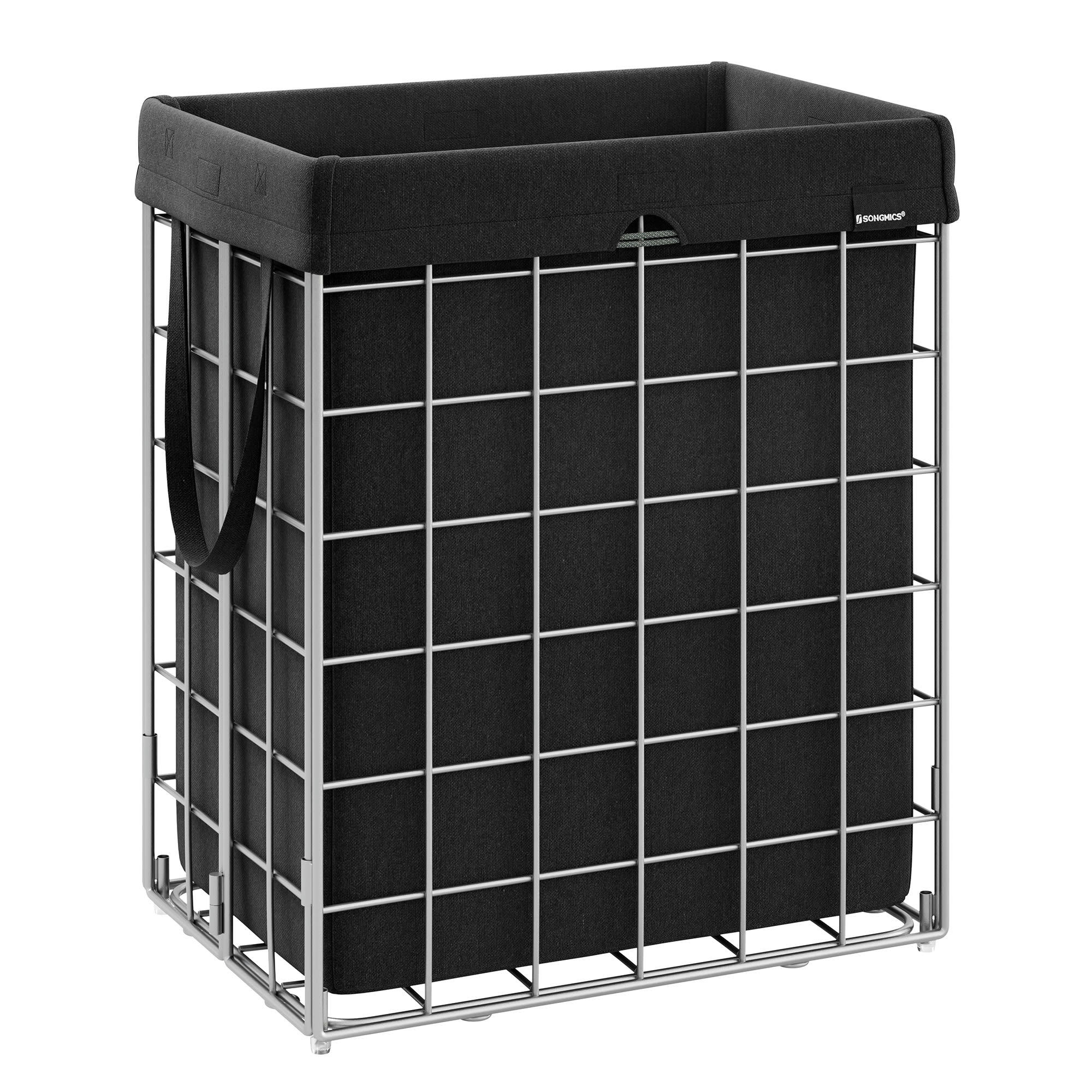 90L - Panier à linge sale 90L en métal argent et noir