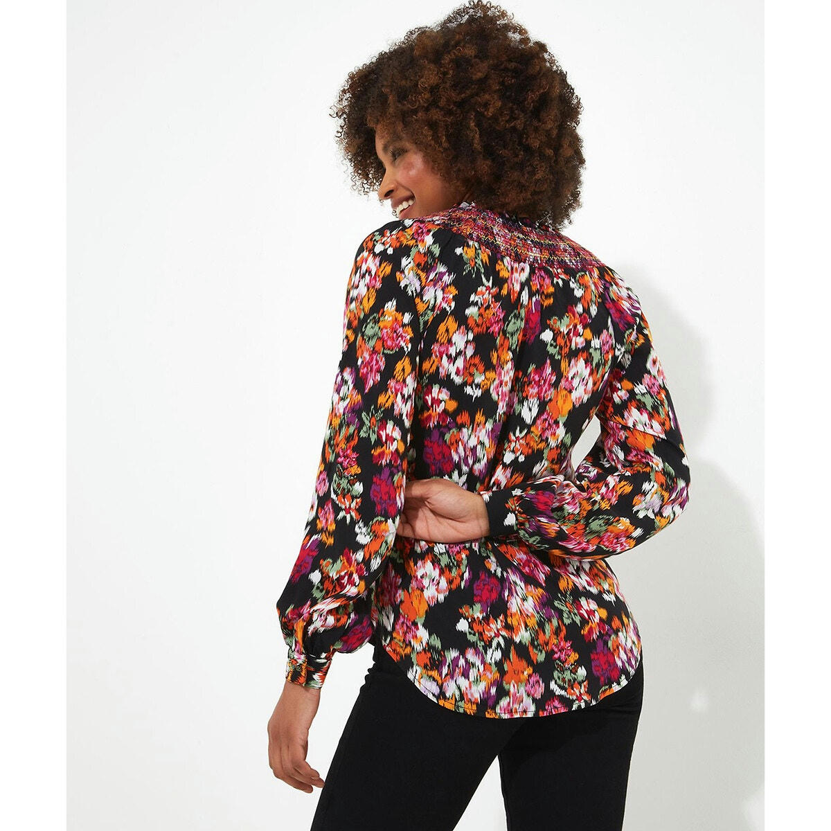 Blouse fleurie à manches longues