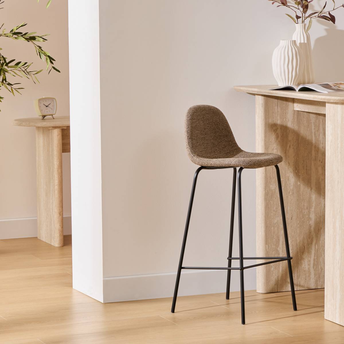 Set of 2 Stools "Vladi" Beige, 43.5x41.5 cm