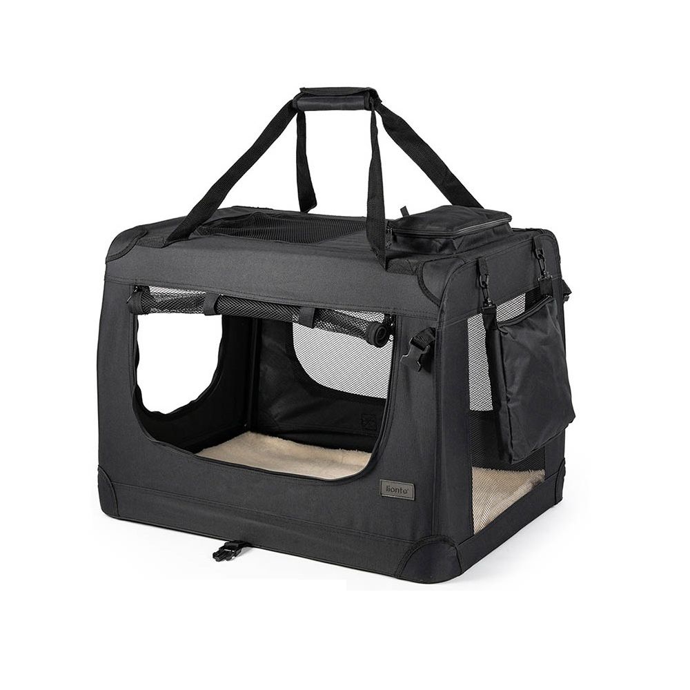 Lionto Dog Transport Box Made of Textile - Black
