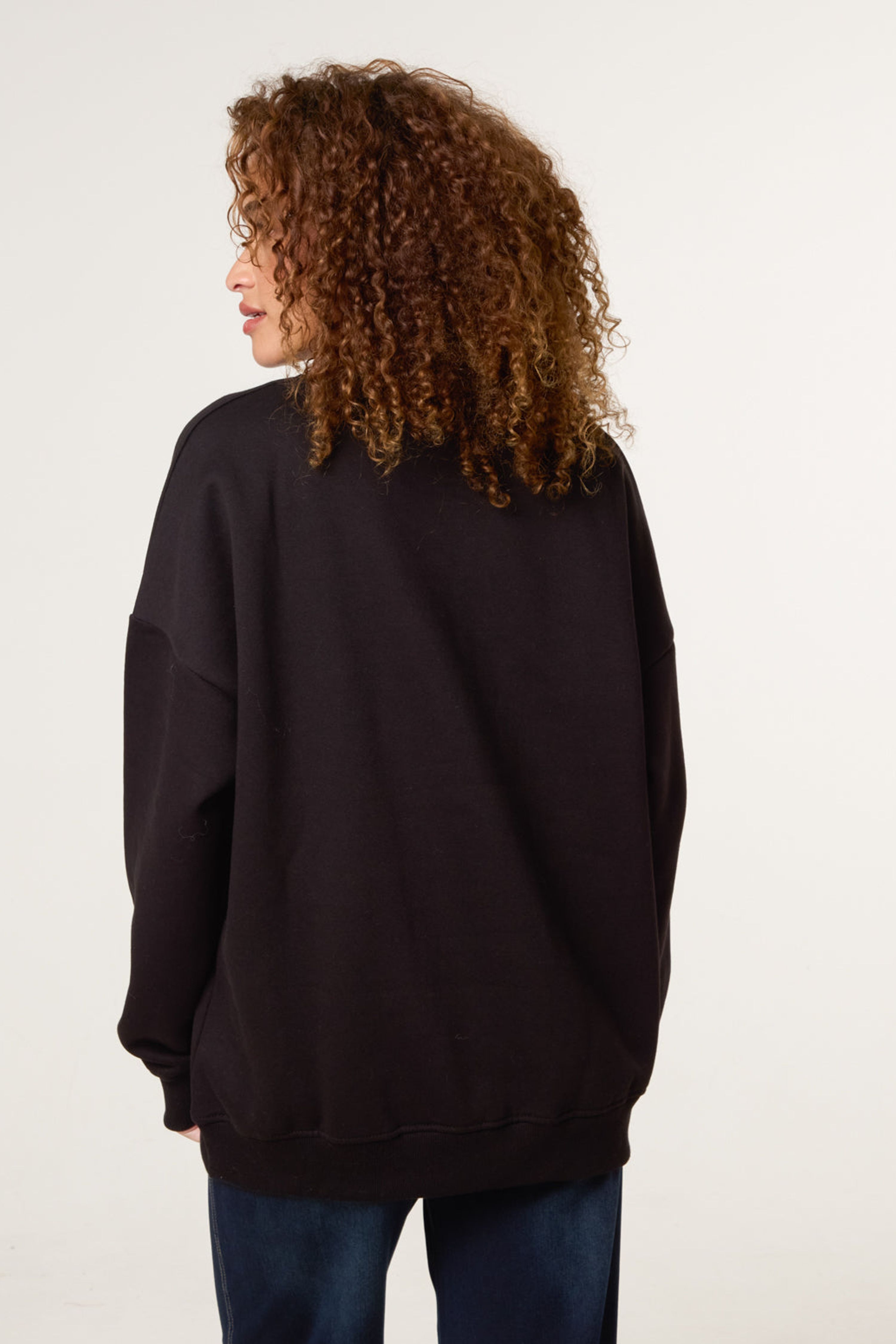 Blue Vanilla Black Rhinestone Lips Sweatshirt
