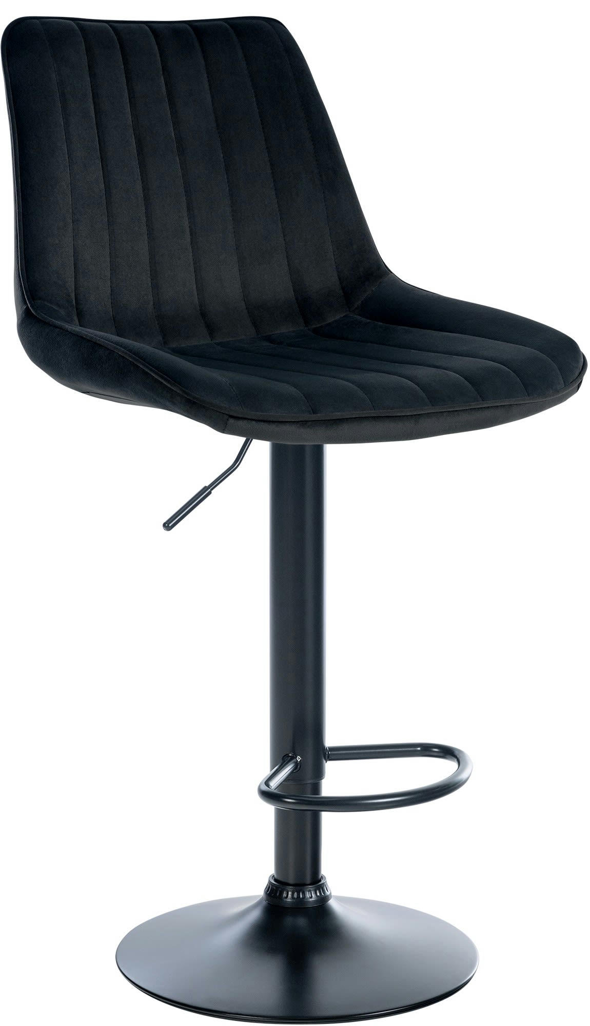 TONI - Tabouret de bar velours ajustable pivotant velours Noir