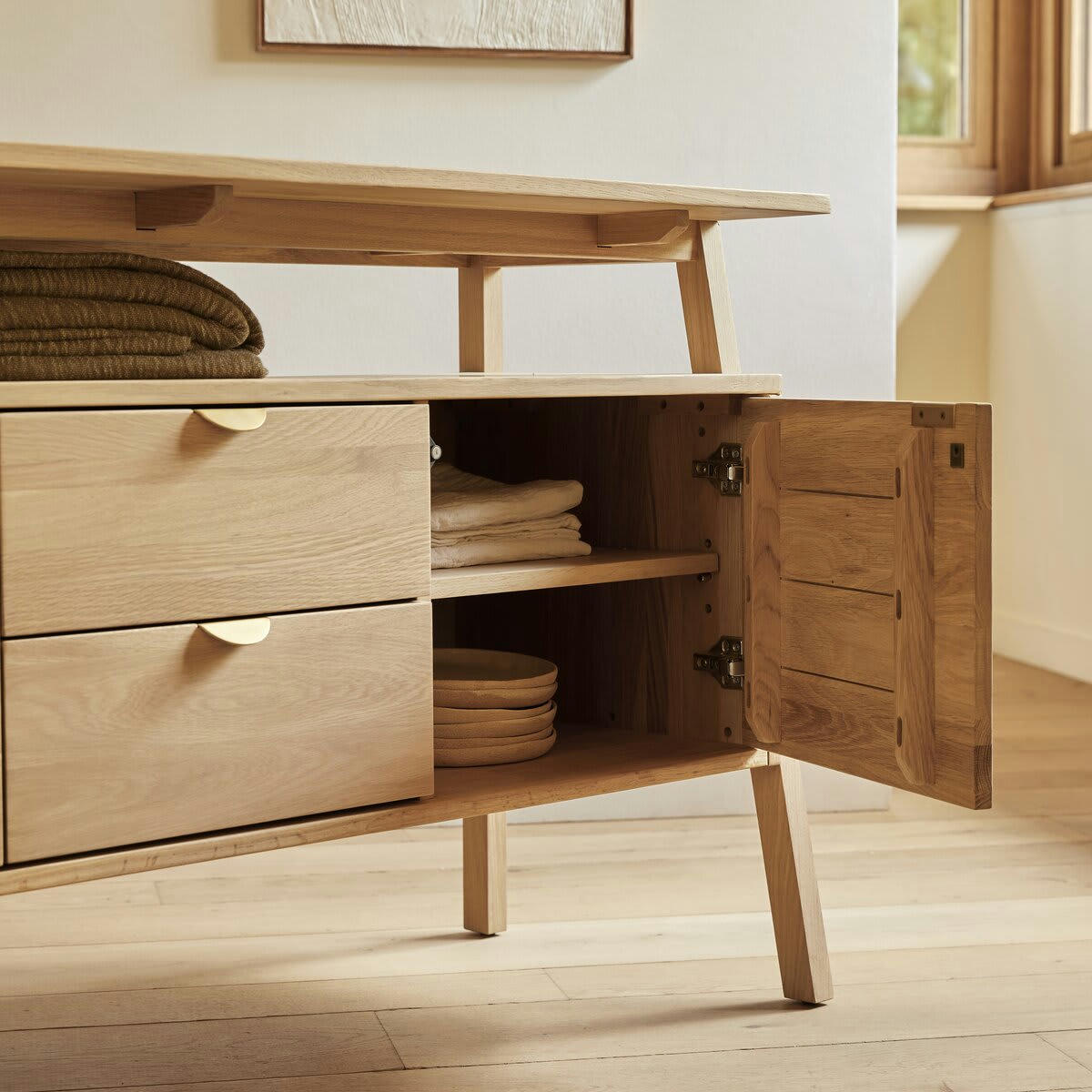 POLA - Buffet en chêne massif 140 cm