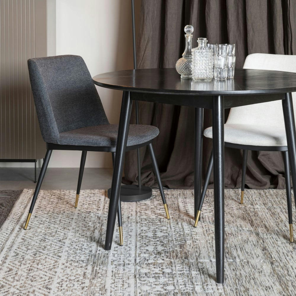 LIONEL - Lot de 2 chaises en tissu et métal gris foncé