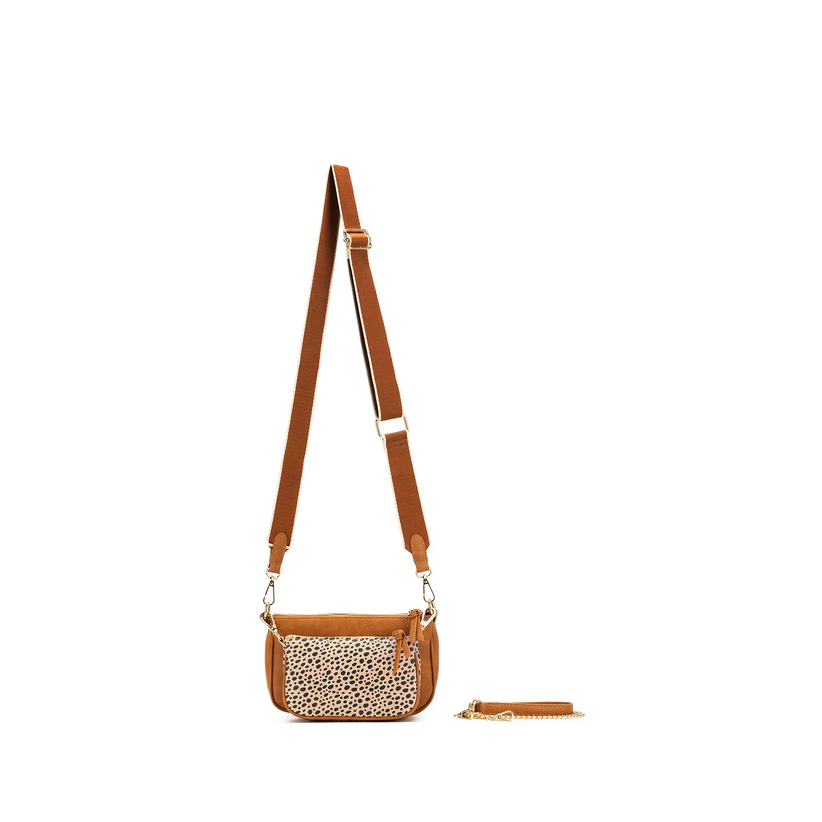 Sabie Tan & Pebbled 2 Piece Crossbody Bag by Black Caviar