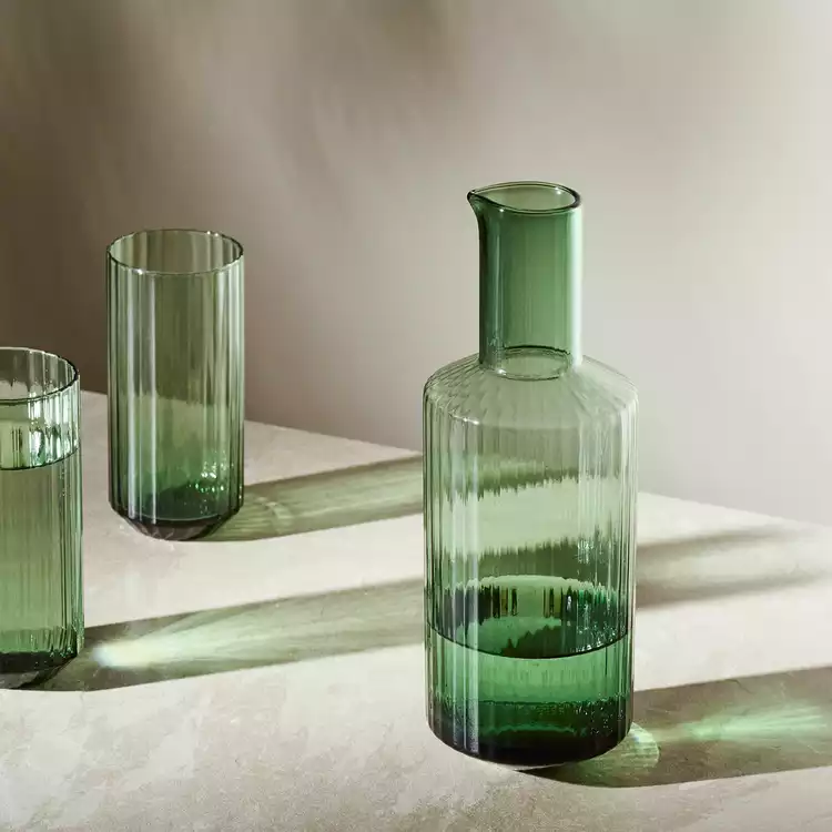 Habitat Green Wide Ribbed Carafe
