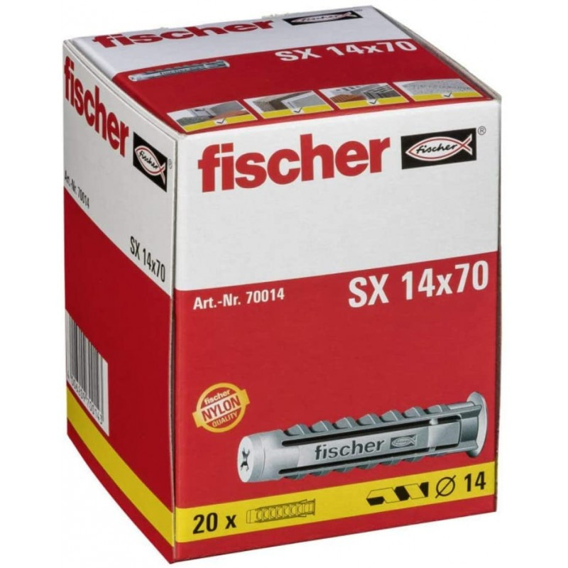 Cheville SX en nylon avec collerette Ø 14 x 70 mm 20 pièces