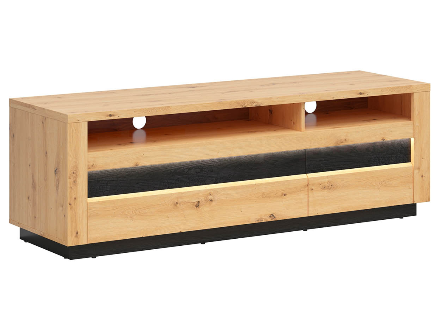 Szafka RTV Ostia 161 cm z 2 szufladami i półką dąb artisan