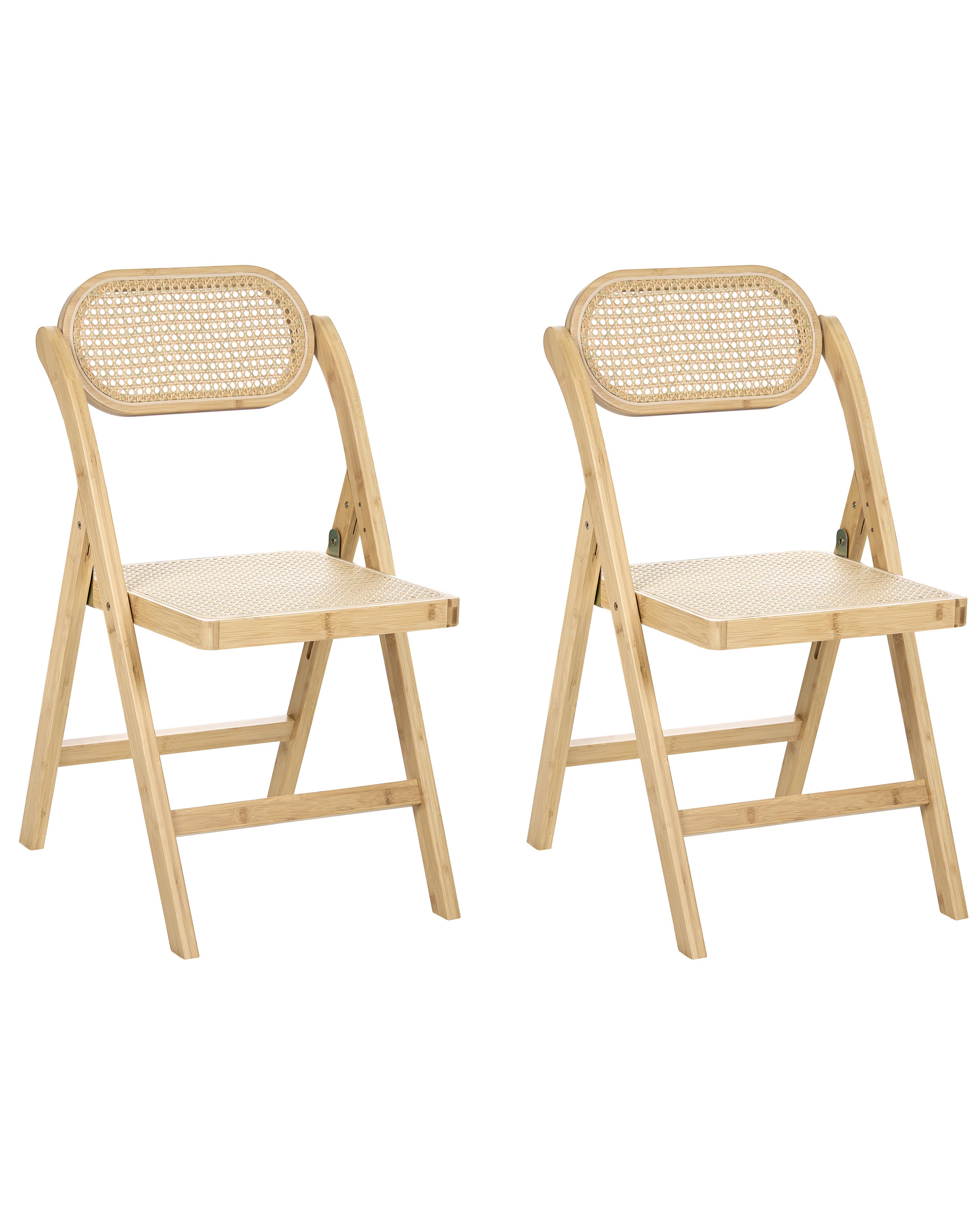 Set of 2 Dining Chairs Folding ORAISON Bamboo Light Brown