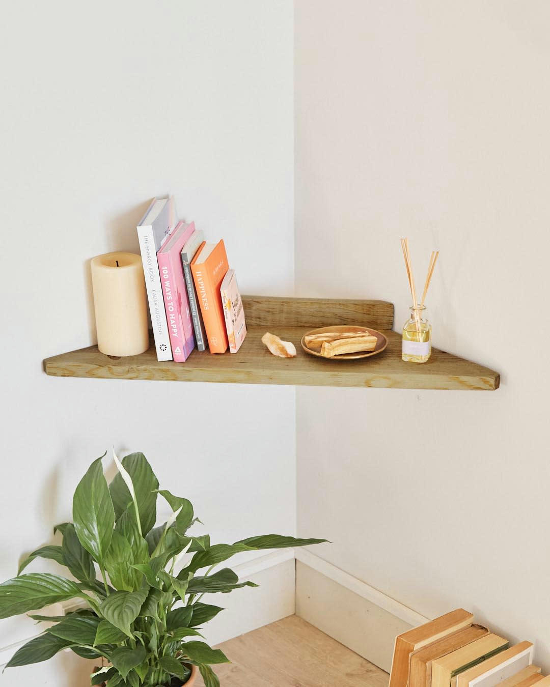 ERINOME - Etagère d'angle en bois récupéré marron