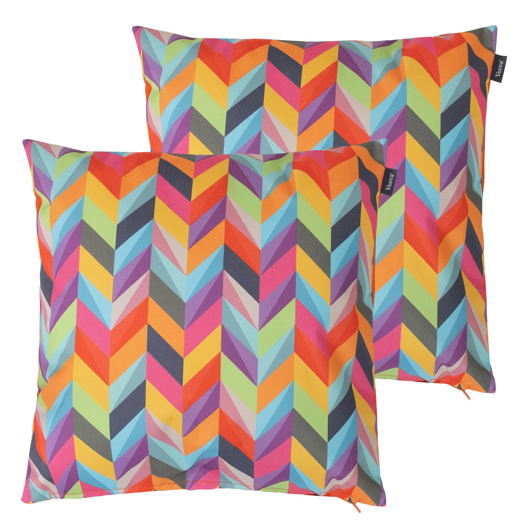 - Lot de 2 coussins d'extérieur multico/chevron 43x43