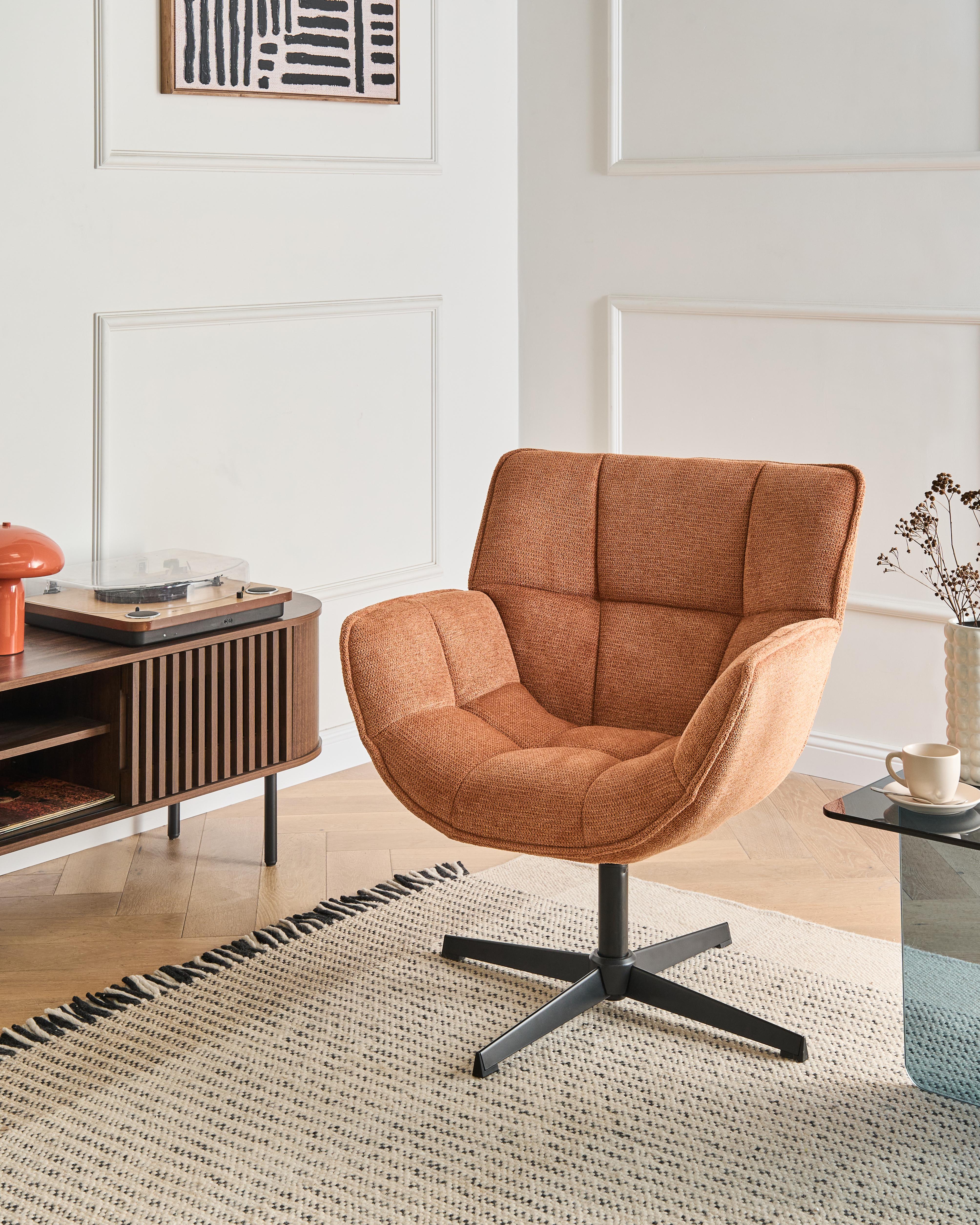 Swivel Armchair AUMA Fabric Orange