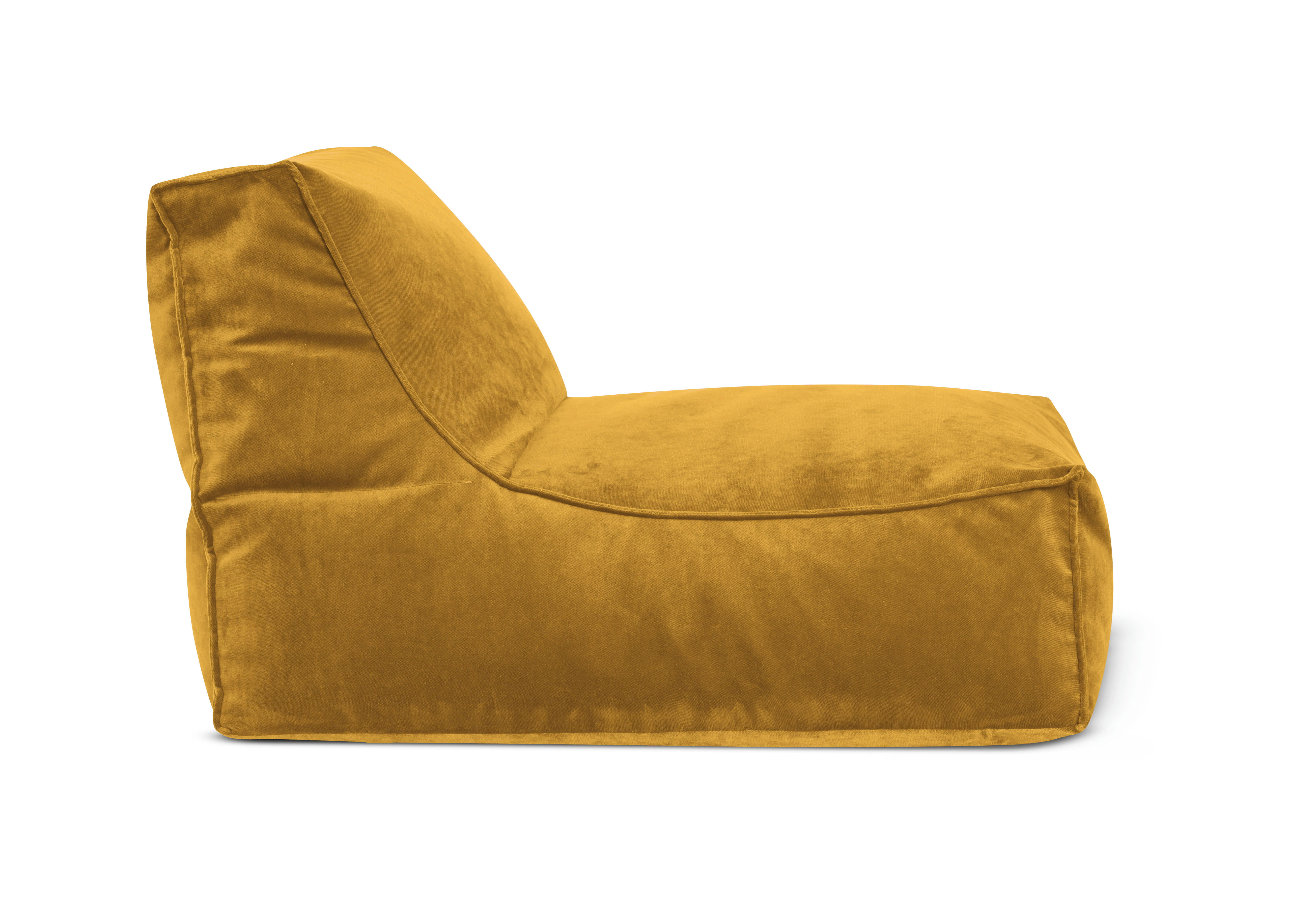 MARLA - Pouf d'intérieur avec dossier aspect velours moutarde 65x100x65cm