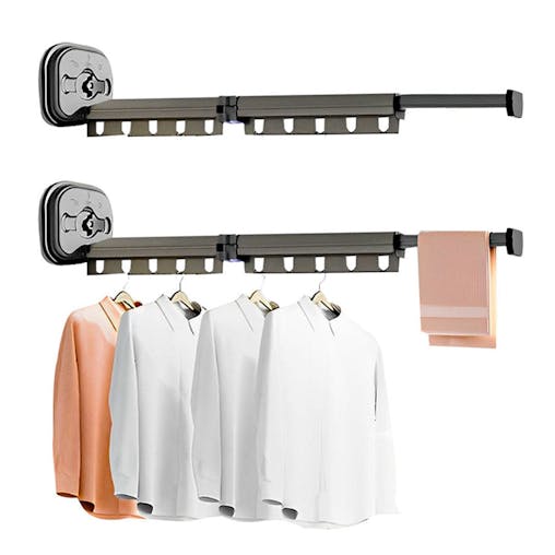 SOGA 2X 93.2cm Suction-Mounted Retractable Clothing Drying Rack Foldable Hanger